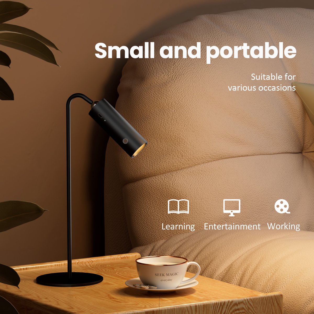 EMKE 6-in-1 LED Lamp - Draadloos, Magnetisch & Dimbaar thumbnail 3