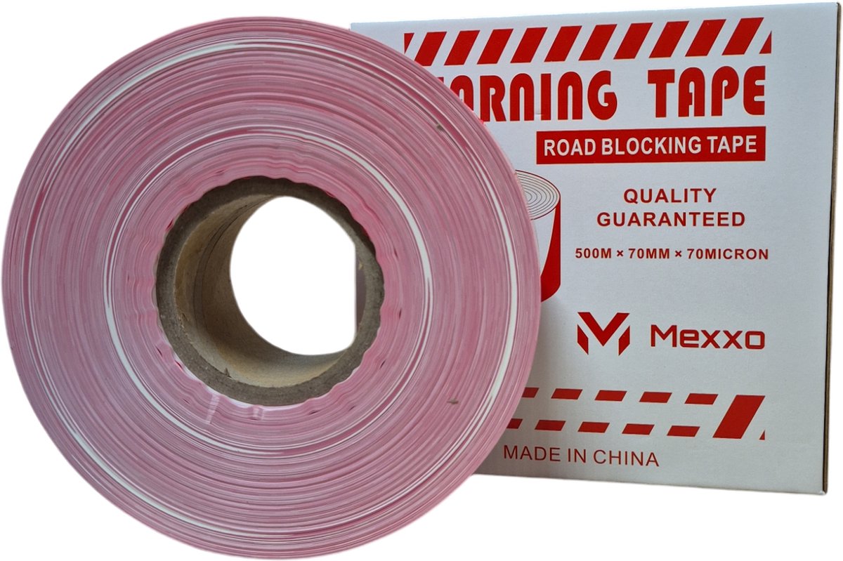 Afzetlint rood wit 500 meter - 70 micron scheurt niet - Afzetlinten - hoogwaardige kwaliteit - Mexxo
