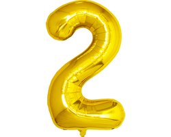 Folie Ballon Cijfer 2 Jaar Cijferballon Helium Ballonnen Feest Versiering Folieballon Verjaardag Versiering Goud 86 Cm