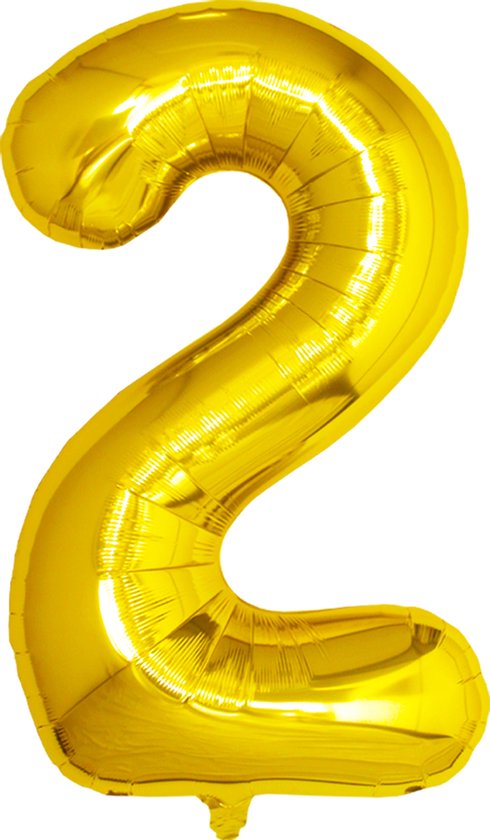 Folie Ballon Cijfer 2 Jaar Cijferballon Helium Ballonnen Feest Versiering Folieballon Verjaardag Versiering Goud 86 Cm