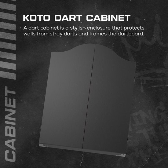 KOTO Dartkabinet Zwart Incl. Dartbord, 6 Steeltips Dartpijlen,KOTO Afwerplijn & Handleiding, Houten Darts Kast, Dartkast met dartpijlen, Kabinetdart van KOTO — afbeelding 4