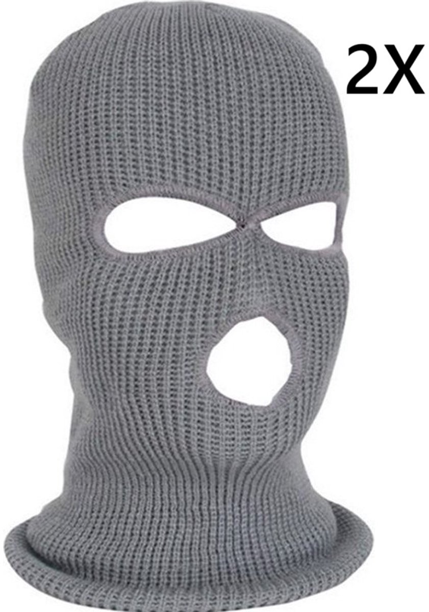 2x Facemask I Sportmuts I Driegats Muts I Skimuts I Bivak I Balaclava I I Grijs