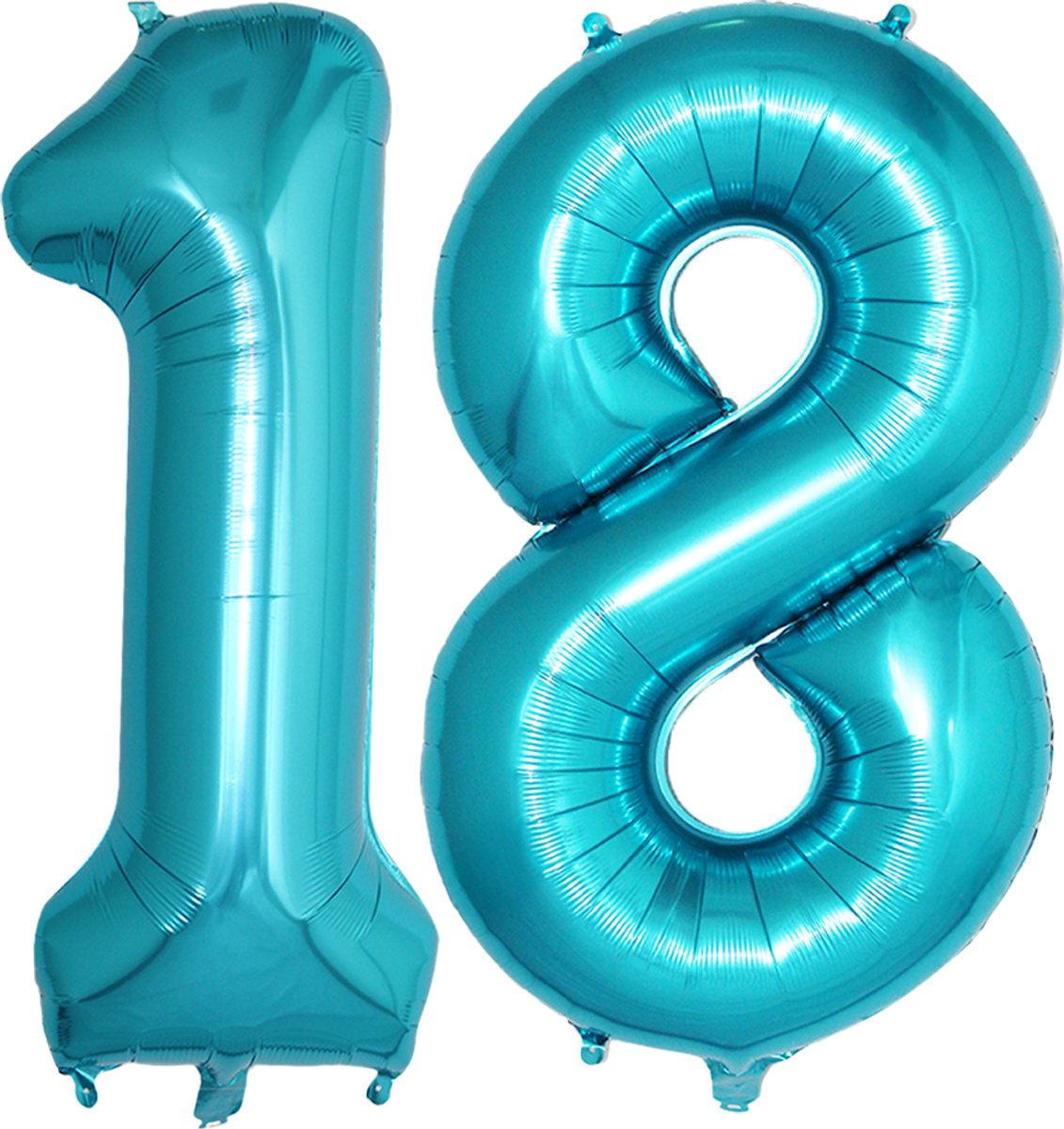 Ballon Cijfer 18 Jaar Blauw 86Cm Verjaardag Folieballon Rietje