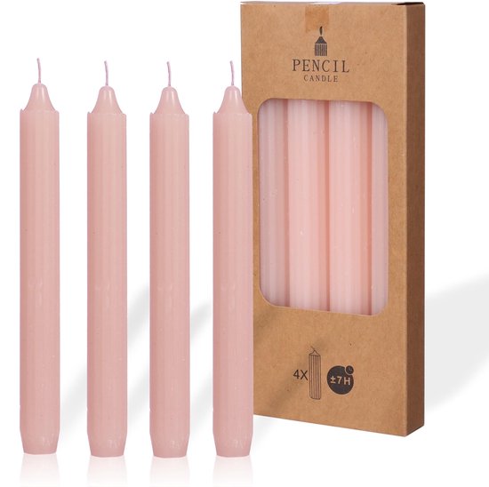 Comforder Pencil Candles Rose - Set de 4 Bougies chandelles 20cm