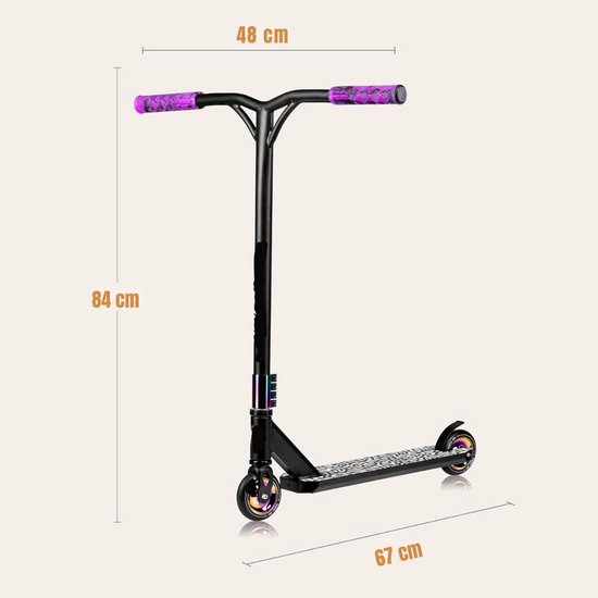 Foto: Zylo stuntstep jongen stuntstep volwassenen voor jongesn en meisjes zwart 67cm x 11cm x 84cm