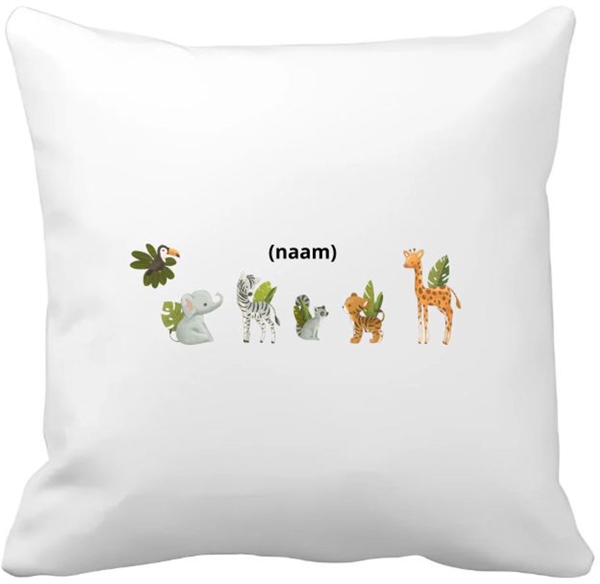 Akyol dieren met eigen naam Kussen hoes - Dierentuin - dieren liefhebbers - leuke cadeau voor iemand die van houdt van dieren - verjaardagscadeau - kado - gift - 40 bij 40 cm Multicolor