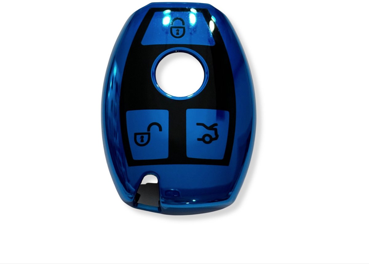 Sleutelcover voor Mercedes Benz, Sleutelhoesje, Key Case for Mercedes Benz, Autosleutel Hoesje Geschikt Voor Mercedes Benz ( 2009 - 2017 ) A, B, C, E, S Class, GLA, GLK, Vito, GLC, W211, W212, W203, W204, Blauw - Zwart
