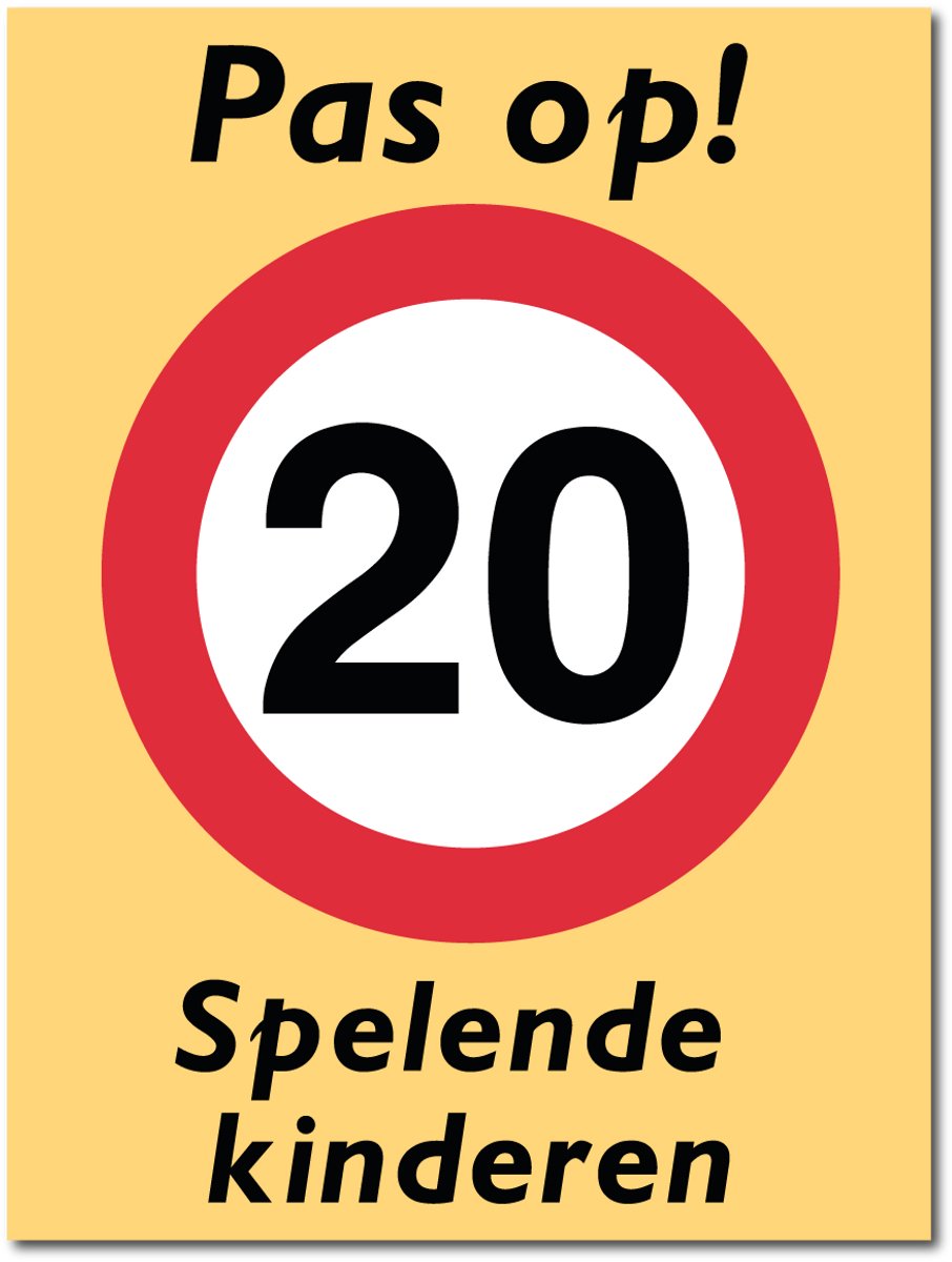 Spelende kinderen bord - Pas op! - Aluminium - 30 x 40 cm - Weerbestendig