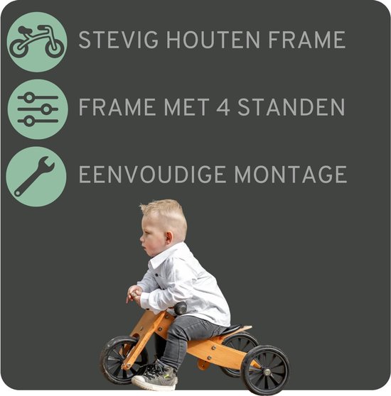 Bandits & Angels Smart Bike Loopfiets Hout 4-in-1 Bamboe vanaf 1 jaar - Voor Jongens en Meisjes - Houten Loop Fiets - Omkeerbaar in Driewieler en Tweewieler - Verstelbaar Zadel van Bandits & Angels — afbeelding 2