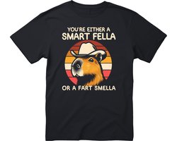 You're Either a Smart Fella - T Shirt - Capibara - cadeau - Capybara - Zwart - Sarcasme - Grappige T-shirts - DrogeHumor - Maat L