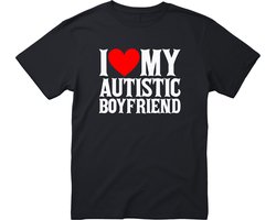 I Love My Autistic Boyfriend T-shirt - Heren Dames Uniseks - cadeau - Grappige T-shirt’s - Origineel Cadeau - Zwart - Funny - Grappig - Maat XL