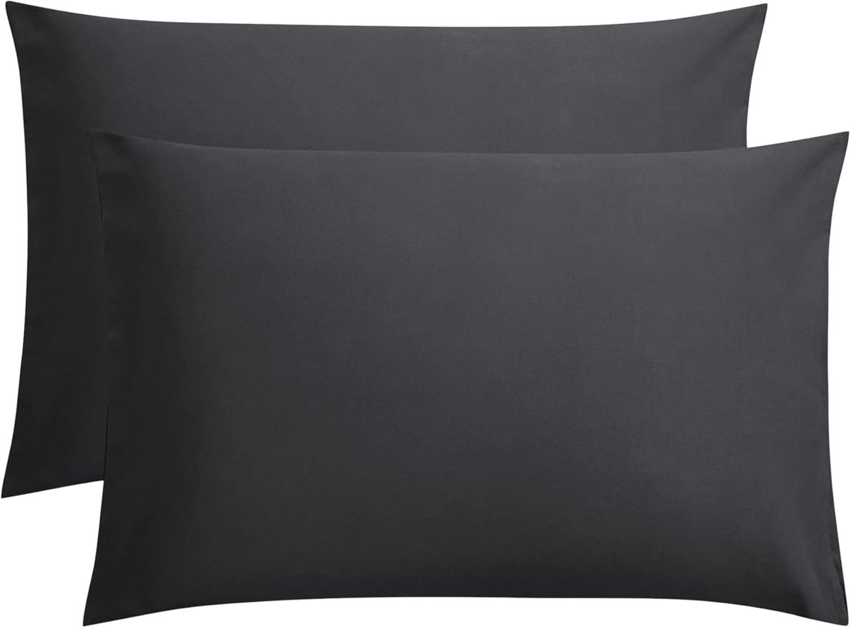 Famanu - Kussensloop 2 stuks, 60x70 cm, Kussenhoes 100% katoen, Antraciet
