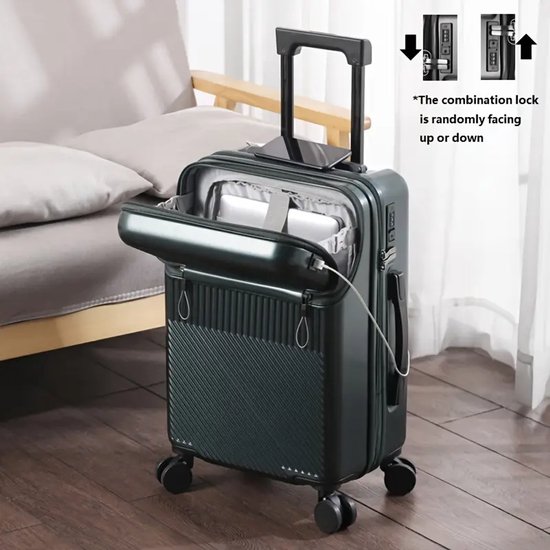 Handbagagekoffer met laptopvak, harde koffer met TSA-slot, USB Handbagagekoffer met laptopvak, harde koffer met TSA-slot, USB