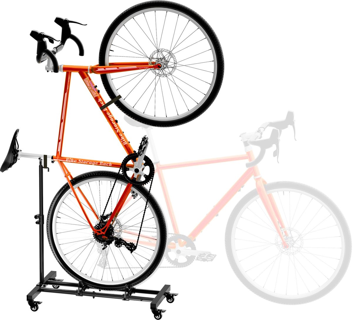 JGS ® Fietsopslagsysteem voor Binnen met Verstelbare Hoogte en Verplaatsbare Wielen voor Alle Fietstypes