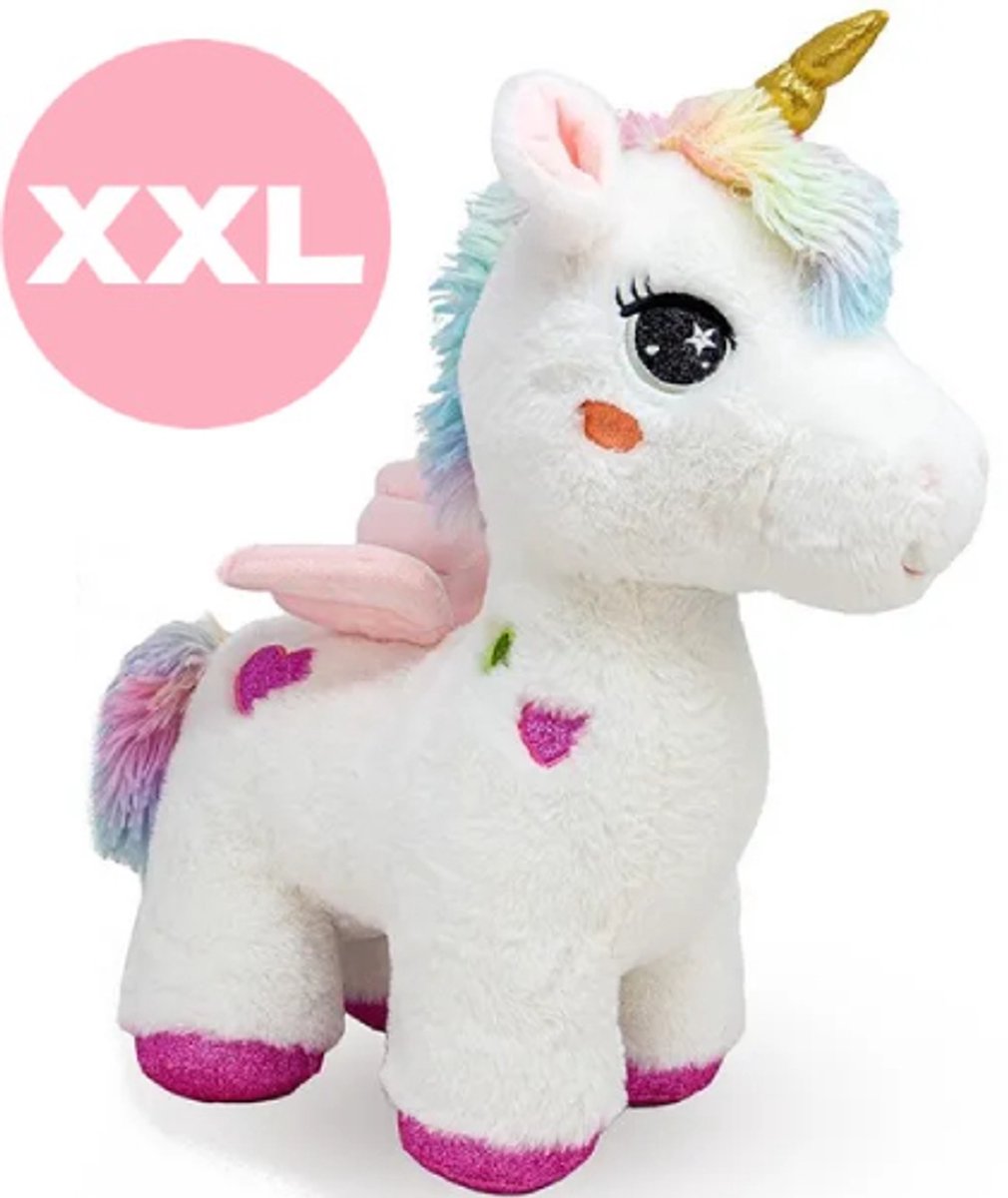 Topknuffels Unicorn XXL - Grote eenhoorn knuffel van 100 cm - Wit pluche