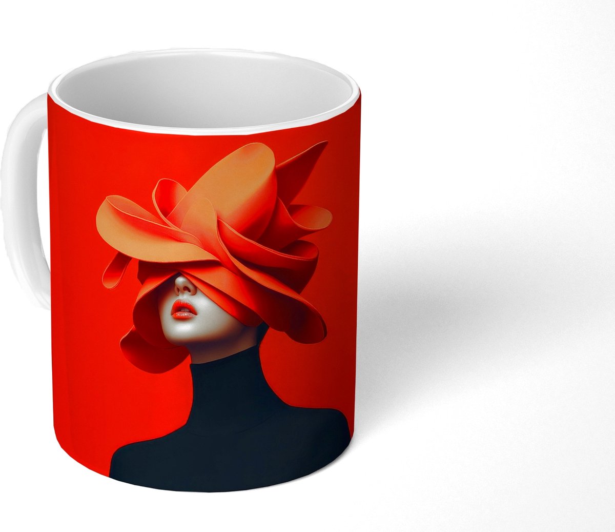 Mok - Koffiemok - Oranje - Hoed - Vrouw - Mokken - 350 ML - Beker - Koffiemokken - Theemok