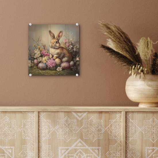 MuchoWow® Peinture sur verre 20x20 cm - Peinture sur verre acrylique - Haas - Nature morte - Fleurs - Photo sur verre - Décoration murale salon - Décoration murale chambre - Peintures