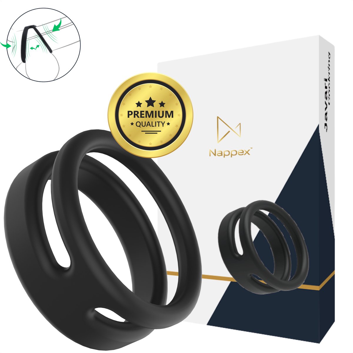 Goedkoopste Cockring Siliconen - Nappex™ Javari Penisring - [ Voor een Lange & Stevige Erectie ]