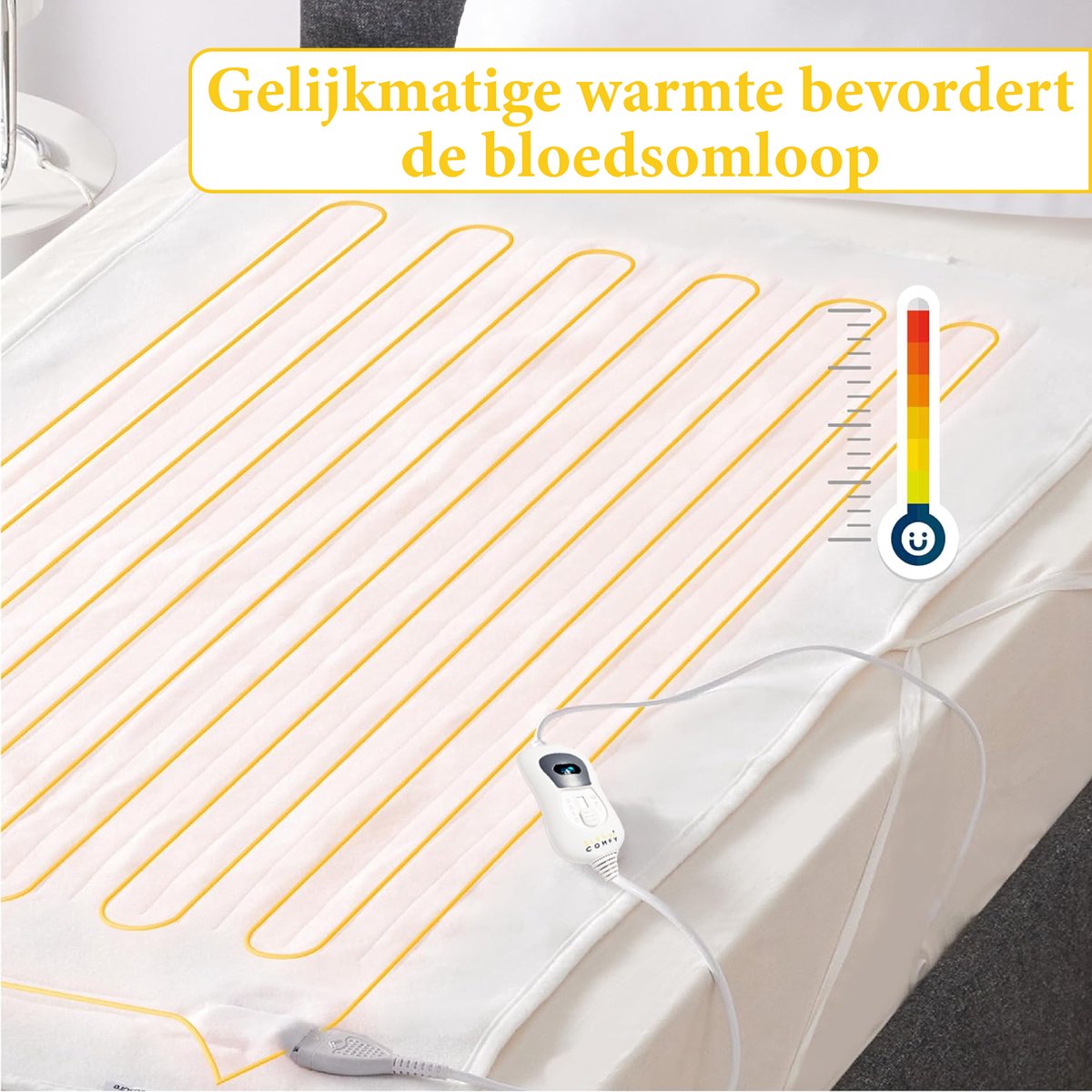Afbeelding 2 van Sleep Comfy Elektrische Deken - 2x Onderdeken met Instelbare Warmte - Wasbaar - Timerfunctie - Luxe Verwarmde - Veilig en Gezellig Beddengoed - Energiezuinig - 150x80 cm
