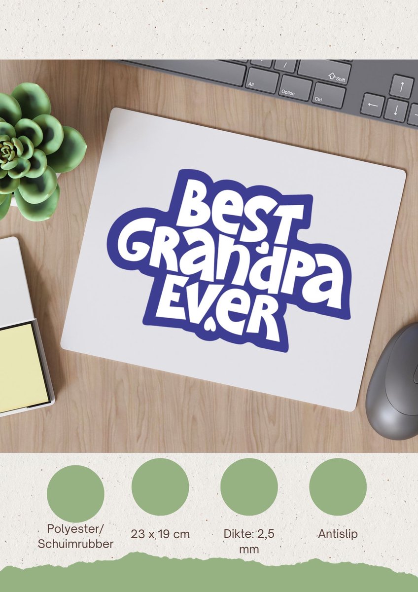 Akyol - best granpa ever Muismat - Opa - opa - cadeautje - kado - beste ooit - 23 bij 19 cm