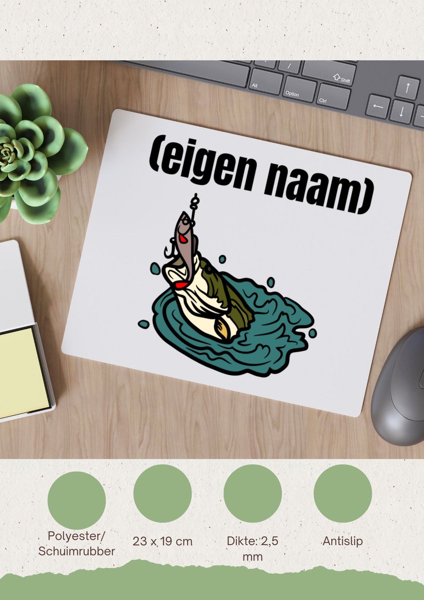 Akyol - vis met eigen naam Muismat - Vis - vissen liefhebbers - iemand die houdt van vissen - verjaardag - cadeau - kado - geschenk - 23 bij 19 cm
