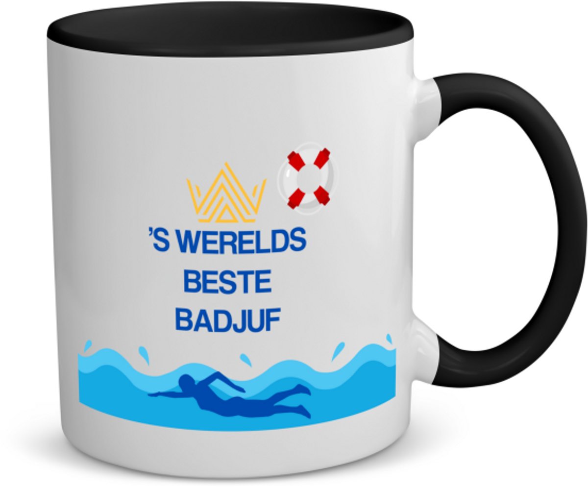 Akyol - badjuf cadeau - koffiemok - theemok - zwart - Badjuf - badjuffen en badmeesters - - cadeau badjuf - zwemmen - zwemdiploma - cadeau - kado - gift - geschenk - moederdag - lifeguard - 350 ML inhoud