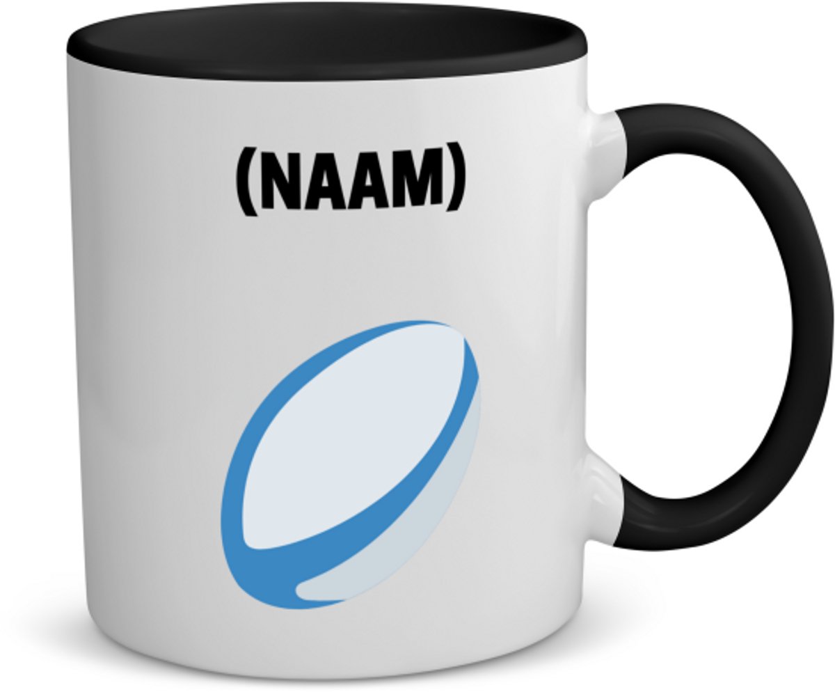 Akyol - rugby met eigen naam koffiemok - theemok - zwart - Rugby - rugbyer - sport - 350 ML inhoud