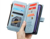 CaseMania Bookcase hoesje geschikt voor Samsung Galaxy S25+ - Effen Aqua - Kunstleer - Portemonnee met 10 Vakjes voor Pasjes en Ritsvak