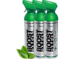 Boost Oxygen - Large 9L - Natural - 95% Pure Zuurstof - 600 inhalaties van 1 sec - Zuurstoffles - Aerosoltoestel - Powerbreathe - Longtrainer - Concentrator - Ademhalingstrainer - Ademhalingsondersteuning - Sport herstel, Hoogte en Gezondheid - 3x 9L