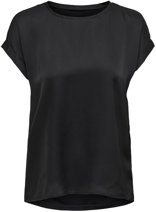 ONLY ONLLIEKE S/S SATIN MIX TOP WVN NOOS Dames Top - Black