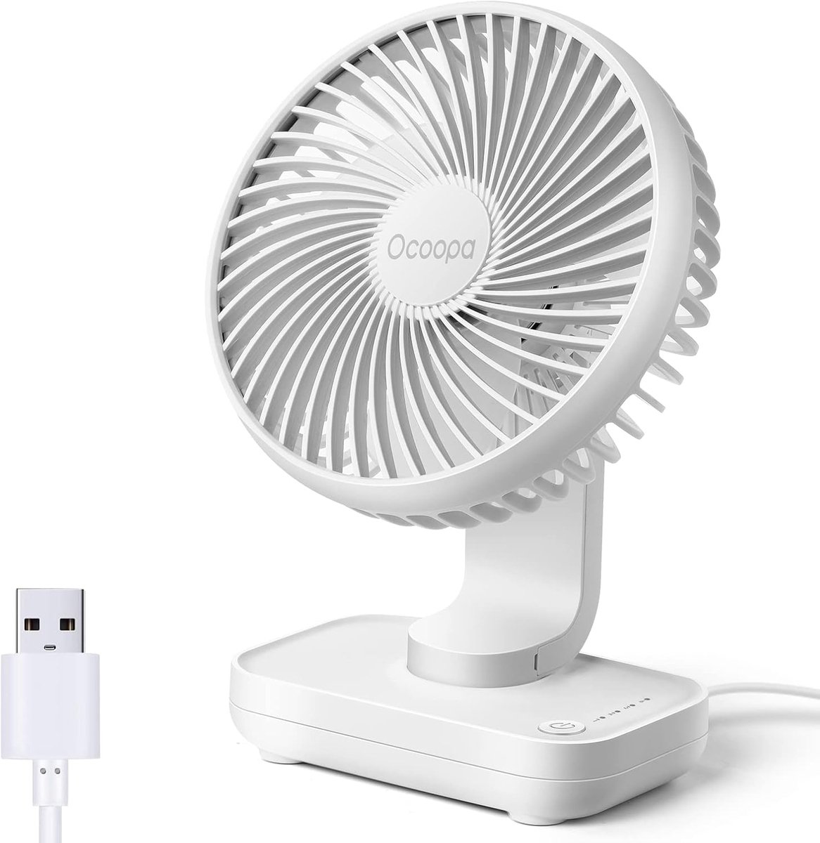 Draagbare USB-ventilator 12 cm - Mini tafelventilator met 4 snelheden - Stil voor thuis, kantoor, camping en reizen