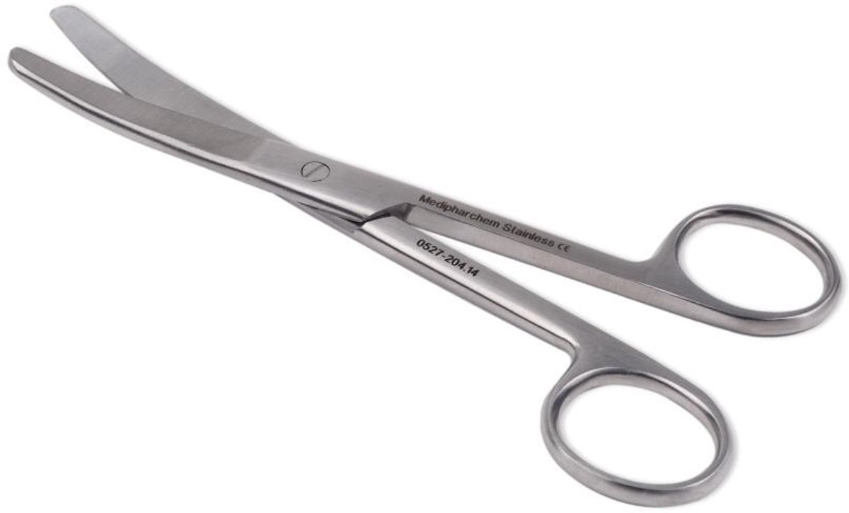 Goedkoopste Chirurgische schaar ST/ST gebogen Lengte 20 cm Medipharchem - RVS - Schaar met 2 stompe, afgeronde bladen en gebogen punt