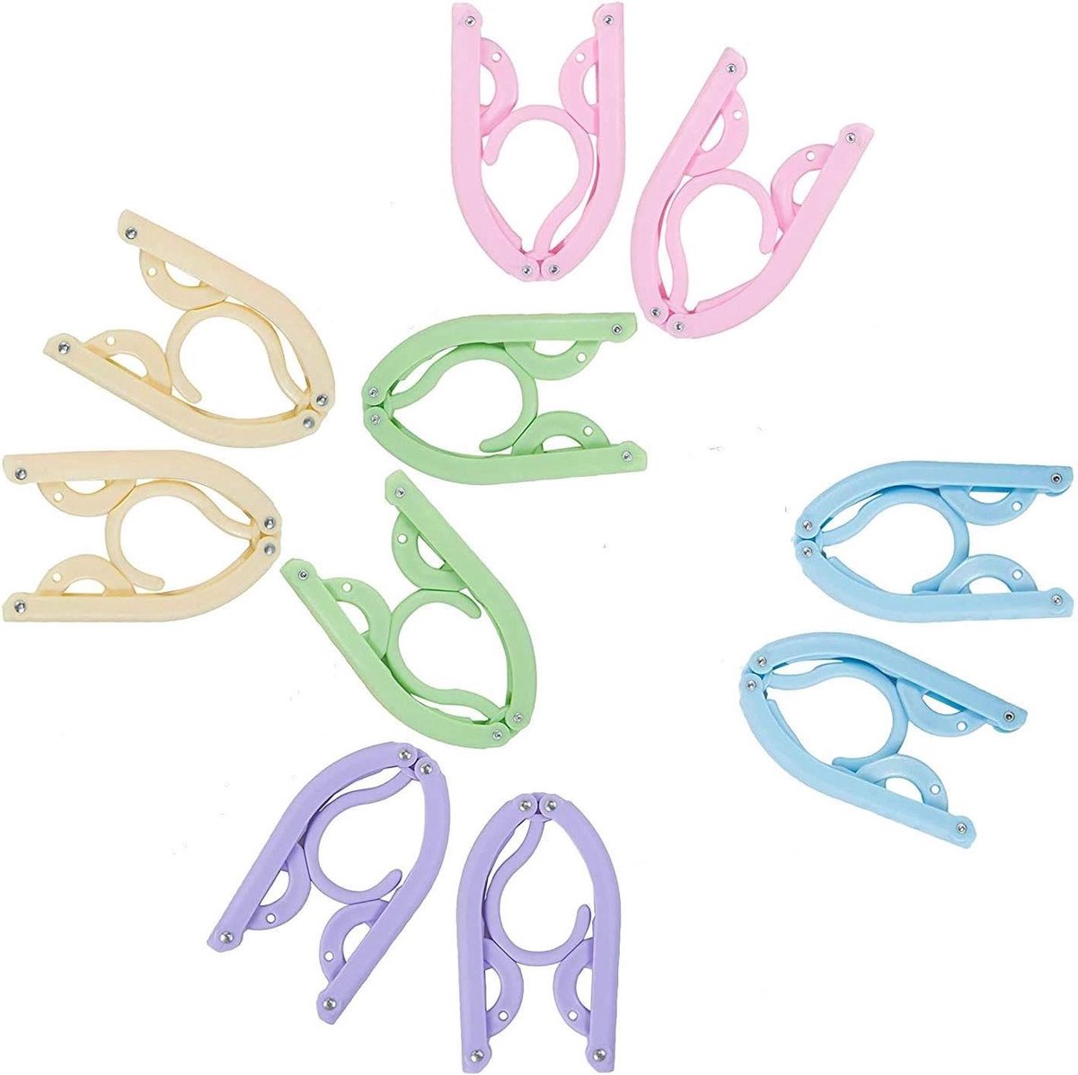 Gekleurde opvouwbare kledinghangers - multifunctionele hangers - 10 stuks - 5 kleuren