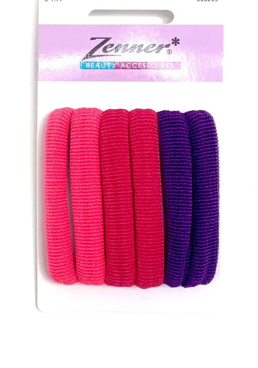 Zenner paars en roze badstof haarelastieken - haarelastiekjes