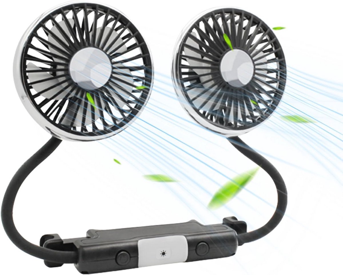 Draagbare Elektrische Autoventilator voor Achterbank - 360° Draaibaar - USB Voeding