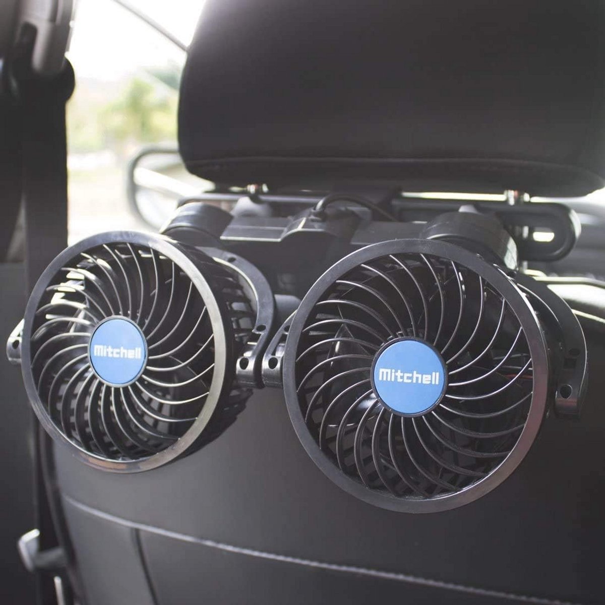 Draagbare 12V Autoventilator voor Achterbank - 360 Graden Draaiend en Stille Ventilator