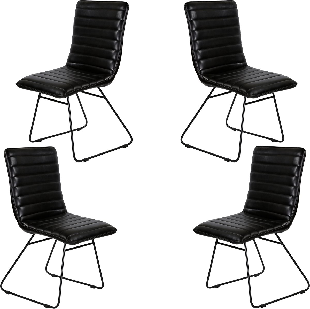 Casa Moro Zwarte leren eetkamerstoelen van echt leer – stijlvolle stoelen voor eetkamer, kantoor & wachtruimte Esszimmerstuhl Leder Schwarz