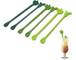 6-pack - Cocktail roerlepel - Cactusvormige drank roerstok - Party drank roerstok - Koffie theelepel roerstok - Voor thuis restaurant bar - Groene cactus