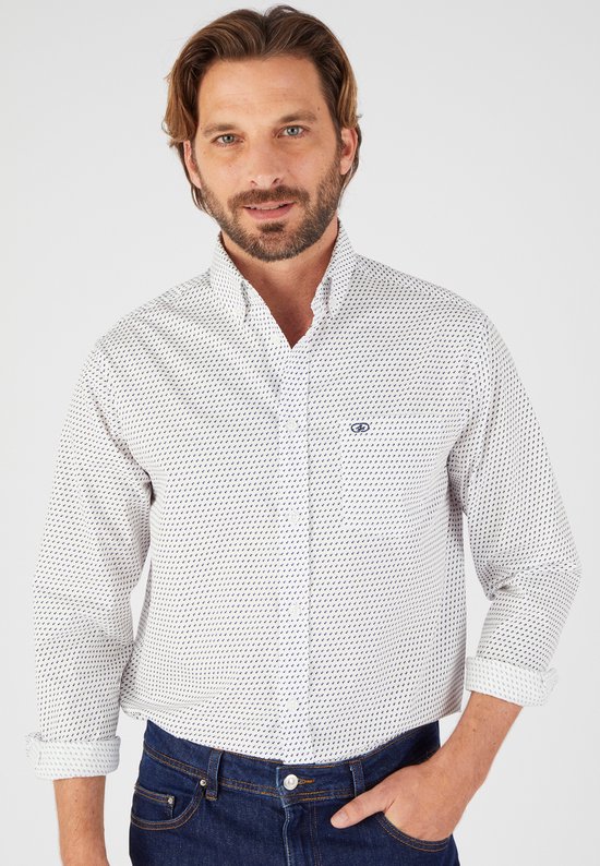 Damart - Chemise rayée en popeline de pur coton - Homme - Wit - 39/40