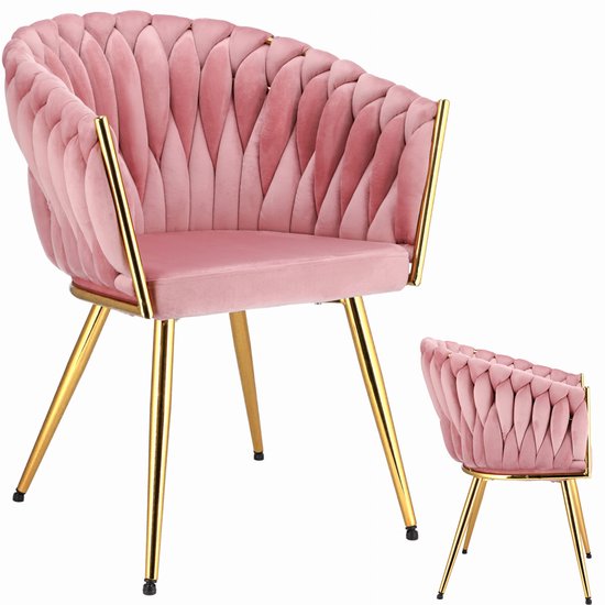 Chaise MOLTO rose avec pieds dorés
