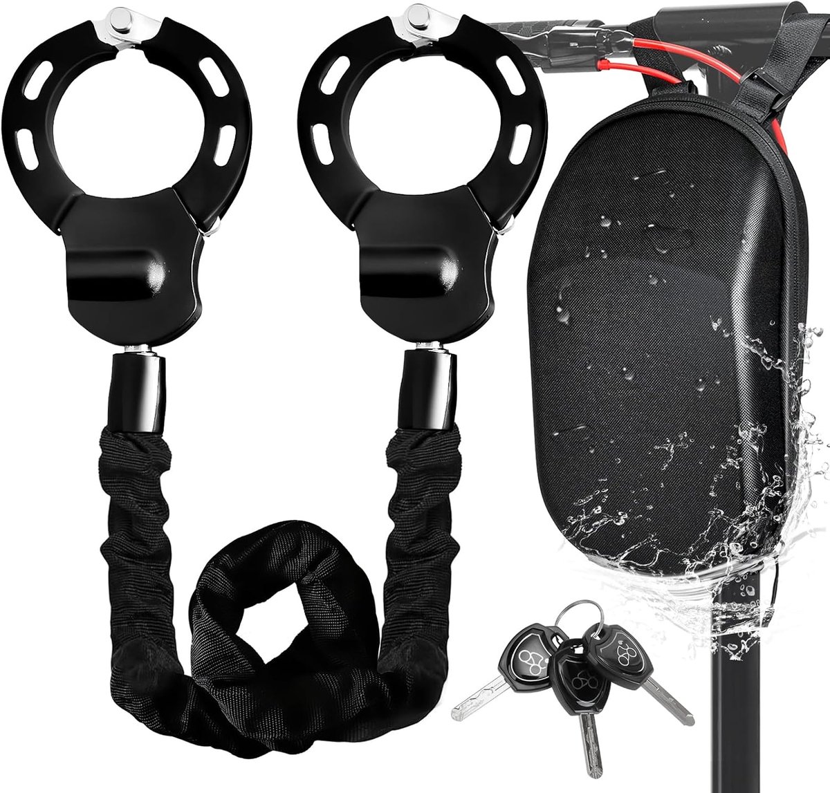 Veilig E-scooterslot en Fietsslot met Opbergtas - Handboeislot 60 cm voor Fiets en Scooter