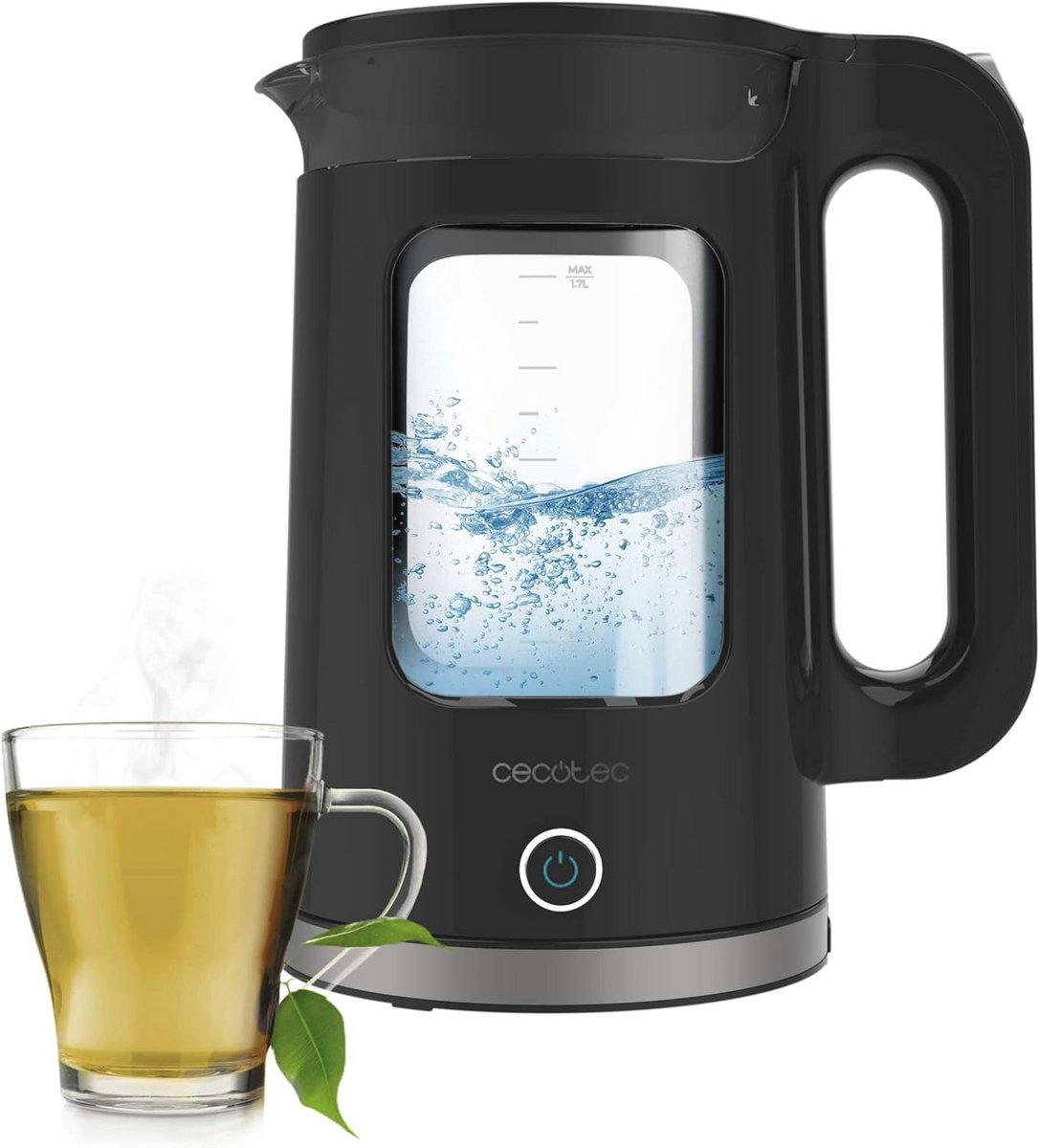Elektrische waterkoker 1,7L met borosilicaatglas, kalkfilter en 360 graden basis
