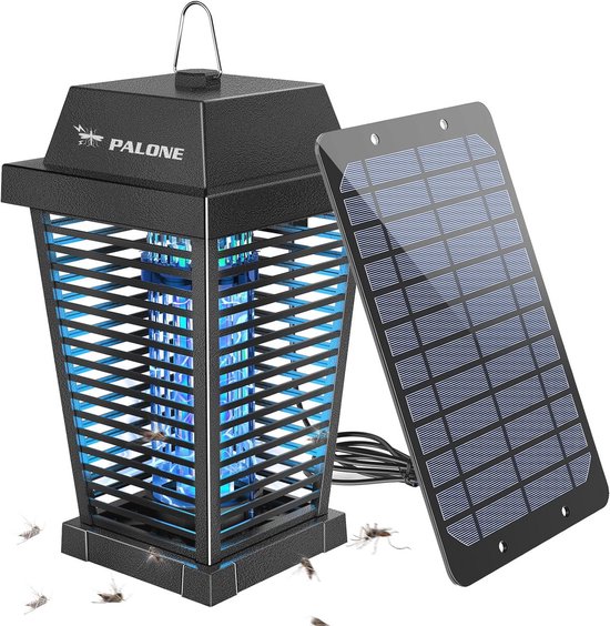 Anysun Elektrische insectenverdelger, op zonne-energie, USB-oplaadbaar, 4500 V, elektrische vliegenval, waterdicht, voor muggen, motten, vliegen voor terras, huis, achtertuin, camping