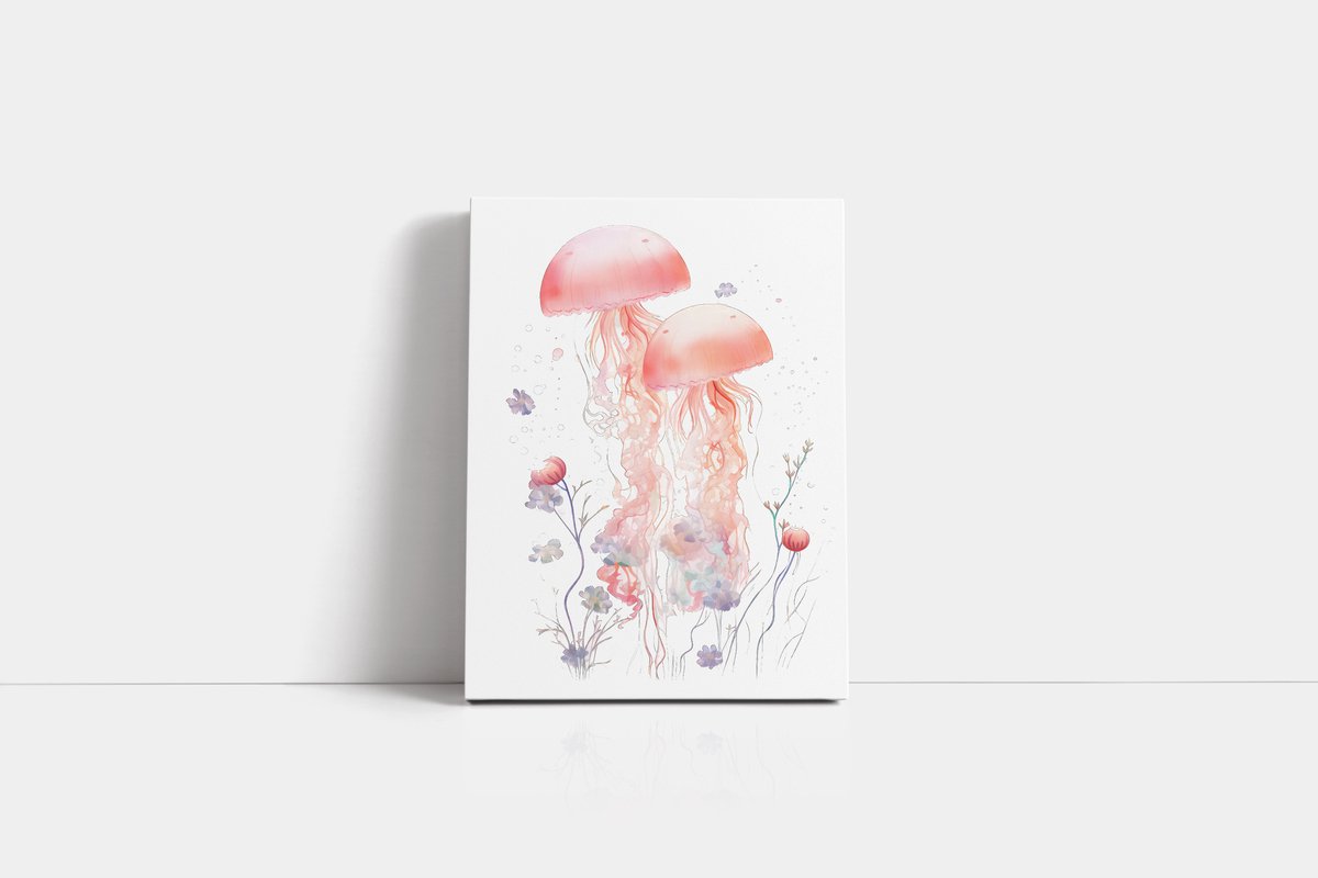 Canvas Zeemeermin - Jellies - kinderkamer canvas - 40 x 60 cm - Zeemeerminnen thema - meisjeskamer - kinderkamer kunst