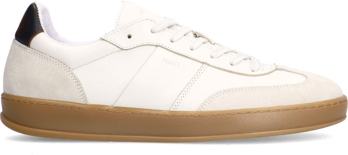 Manfield - Heren - Off white leren sneakers met suède details - Maat 45