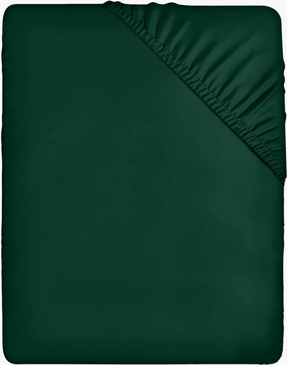 Azalia Hoeslaken met hoeken voor tweepersoonsbed, geborstelde microvezel, elastische hoeken, 160 x 200 cm, smaragd