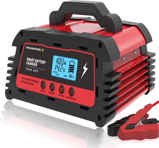 Truskore® Industriële Acculader - 12/24V 5/10/25A - Geschikt voor Diverse Voertuigen - Volautomatische Bediening - Dikke Koperen Kern Ontwerp - Repareer modus - Oplaad Puls Technologie