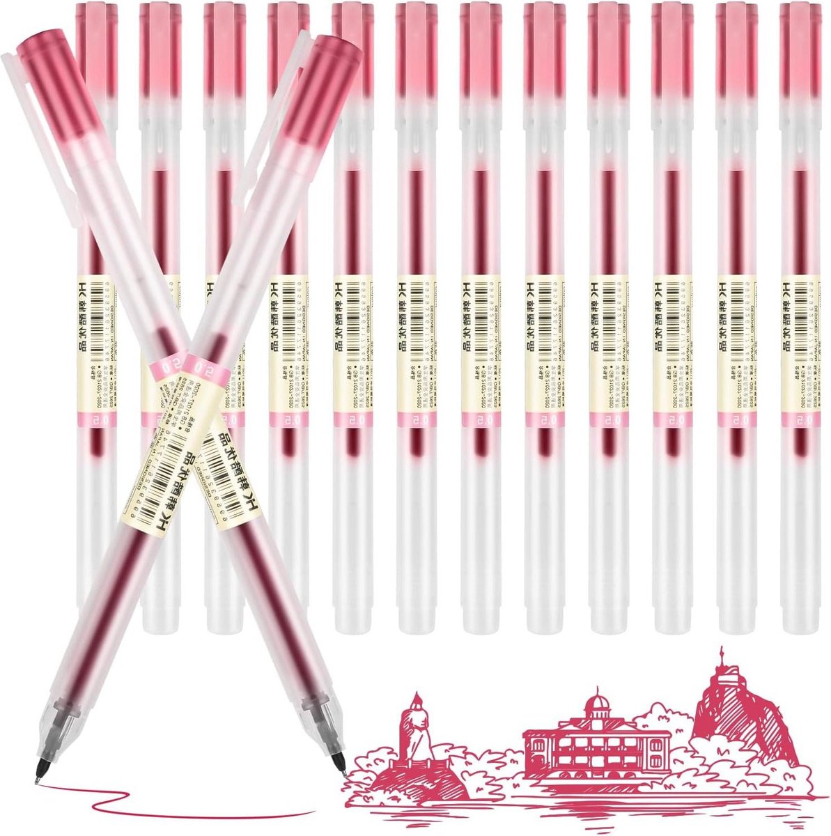 12 stuks extra fijne gel inktpen - 0.5 mm punt - rollerball voor soepel schrijven - rood .