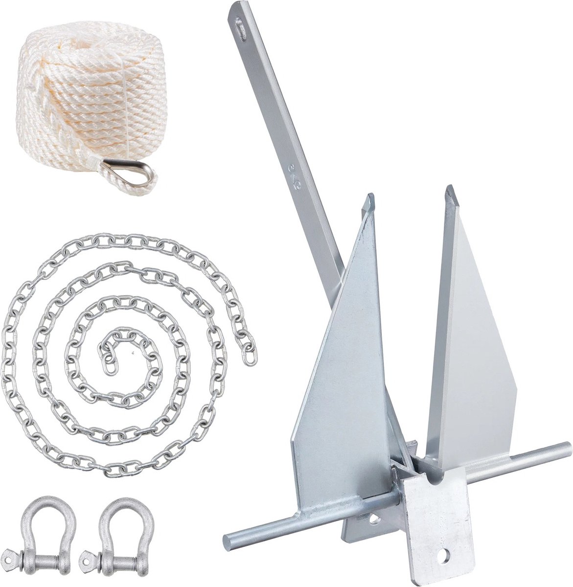 BellissiBo® Ankerset - Anker - 6 KG - Compleet Verankeringssysteem - Duurzaam - Sterk - Veilig - Zoet/Zout Watergebruik
