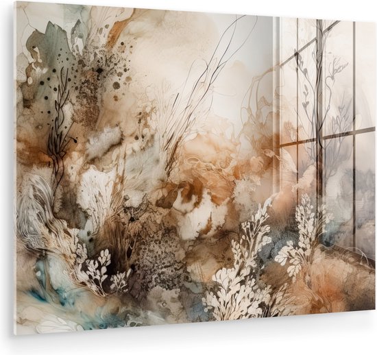 Peinture sur verre 80x60 cm - Décoration de Fleurs - Photo sur verre - Peinture de salon - Peintures de chambre - Plaque de verre de décoration de chambre - Peintures sur verre de Décoration murale - Décoration murale - Peinture sur verre abstraite